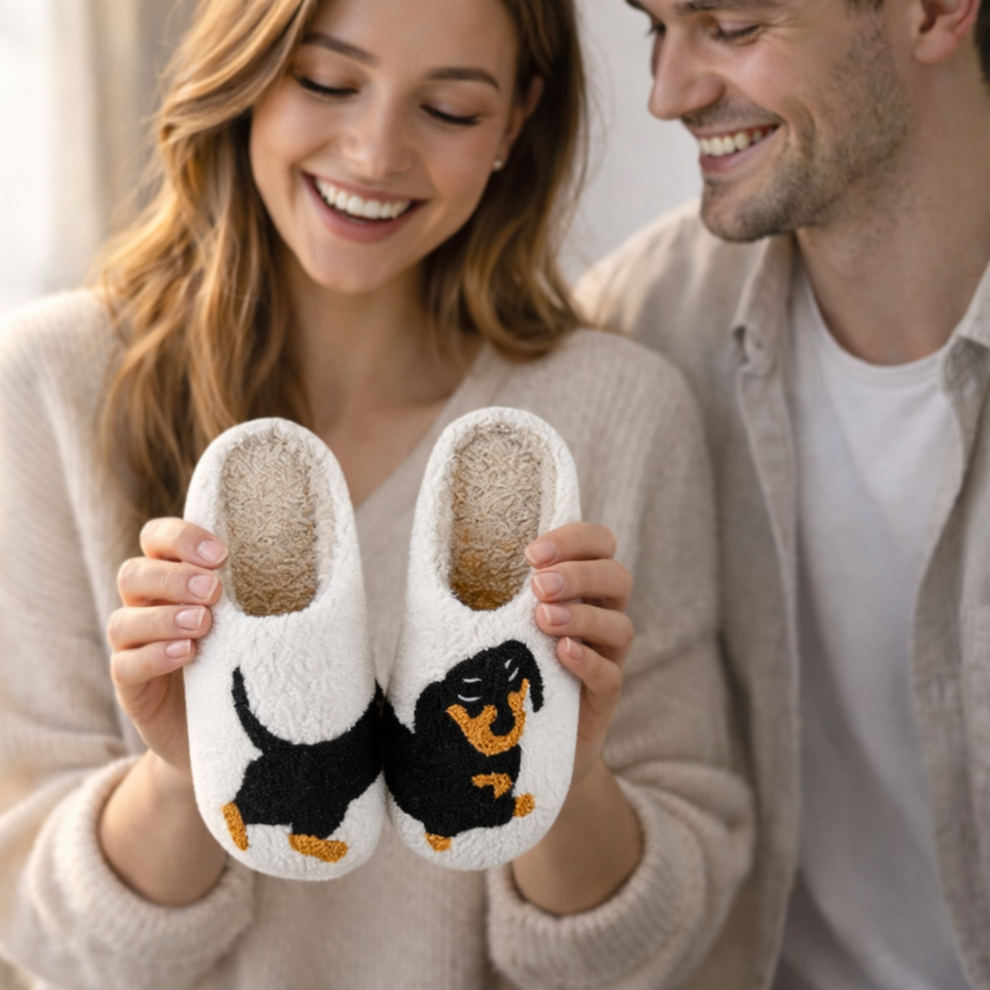 Fluffy Dog las Pantuflas de Perrito Salchicha
