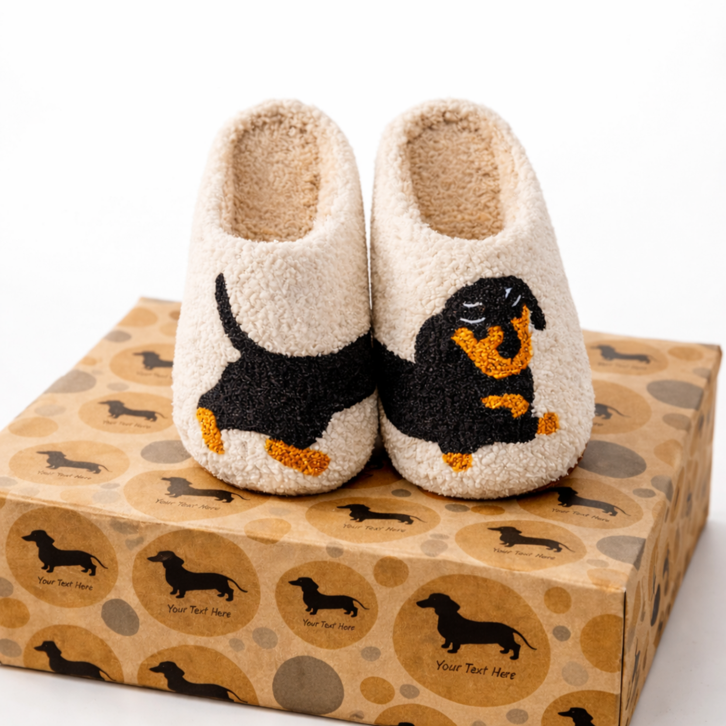 Fluffy Dog las Pantuflas de Perrito Salchicha